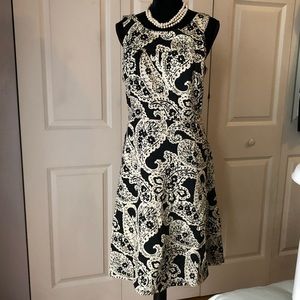 Merona Black/Cream T-length Dress Size 14